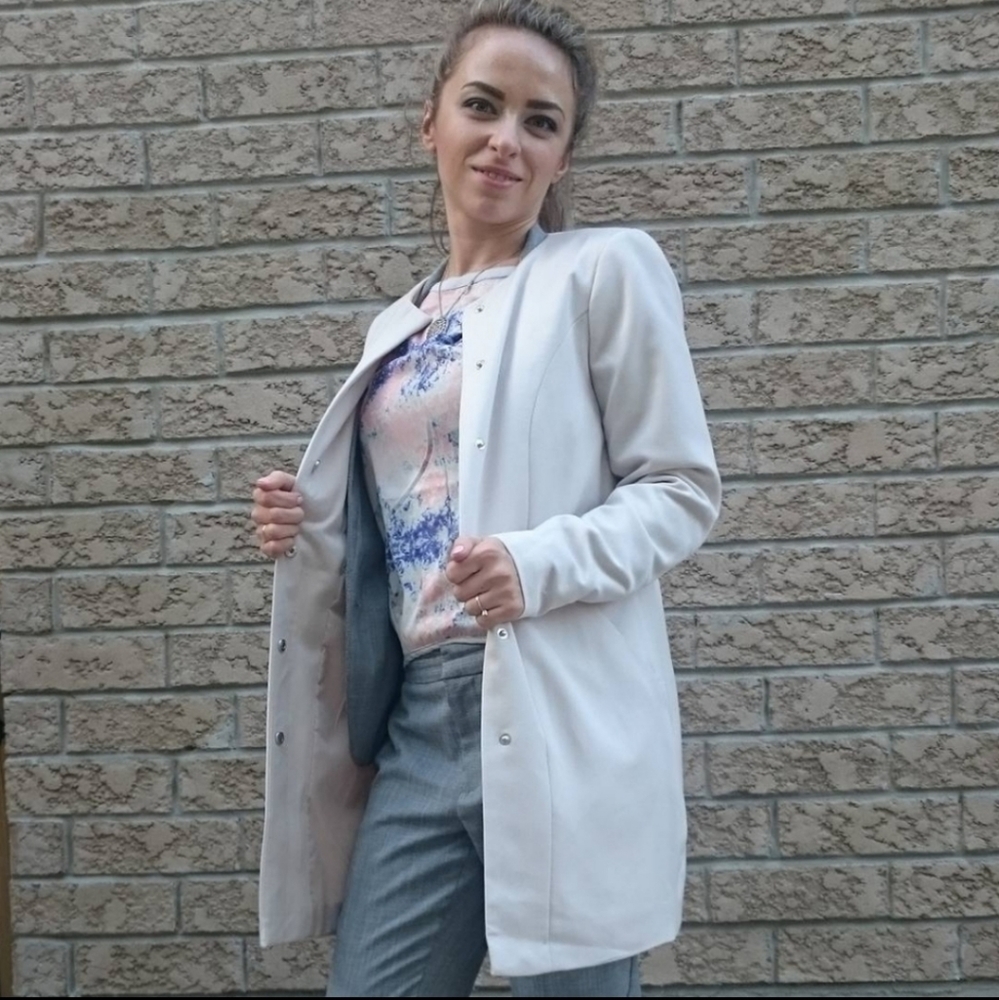 One Fashion By Vila Light Gray Dress Coat XS